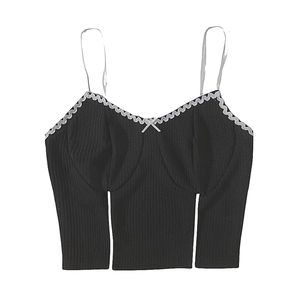 Nwt Romwe Piping Buster Crop Cami Top Size Small in Black